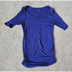 A-glow Maternity rouched  blouse Half-Sleeve Scoop Neck Women's Size Small